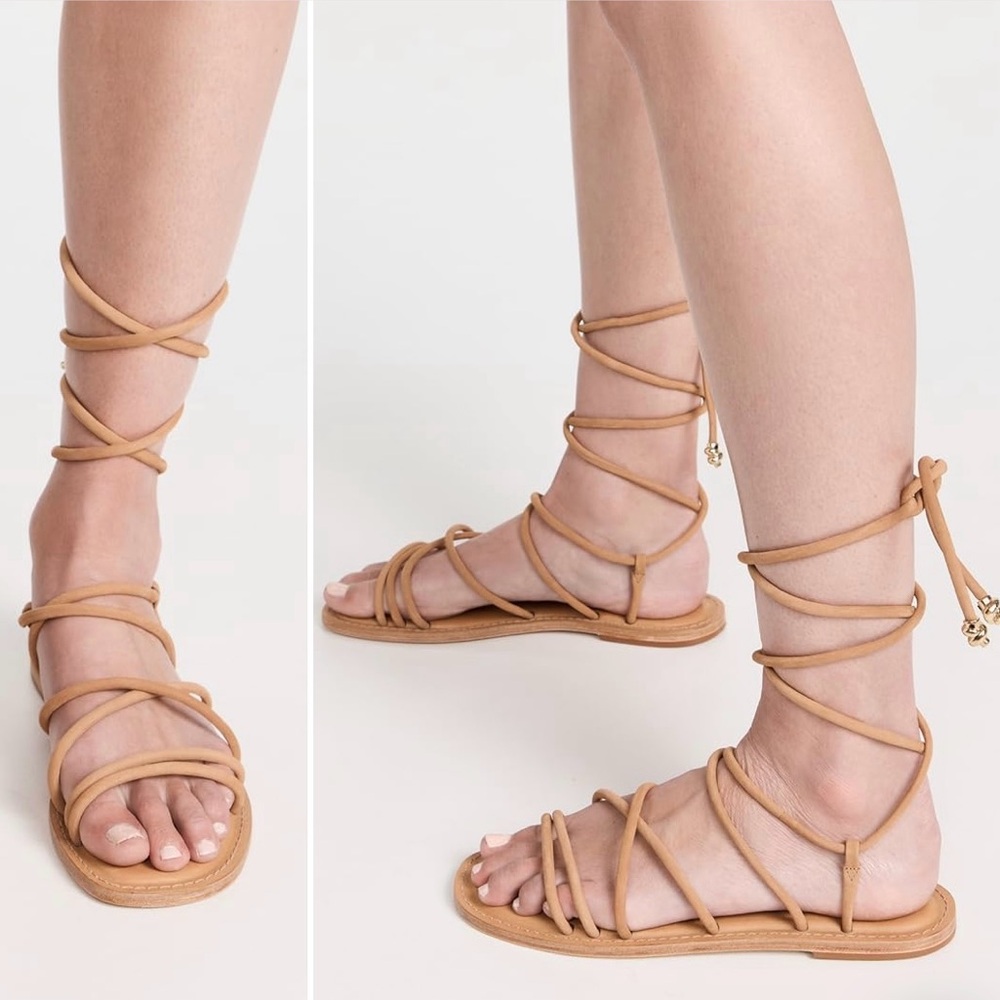 Schutz cowhide sandals nude caramel size 8.5